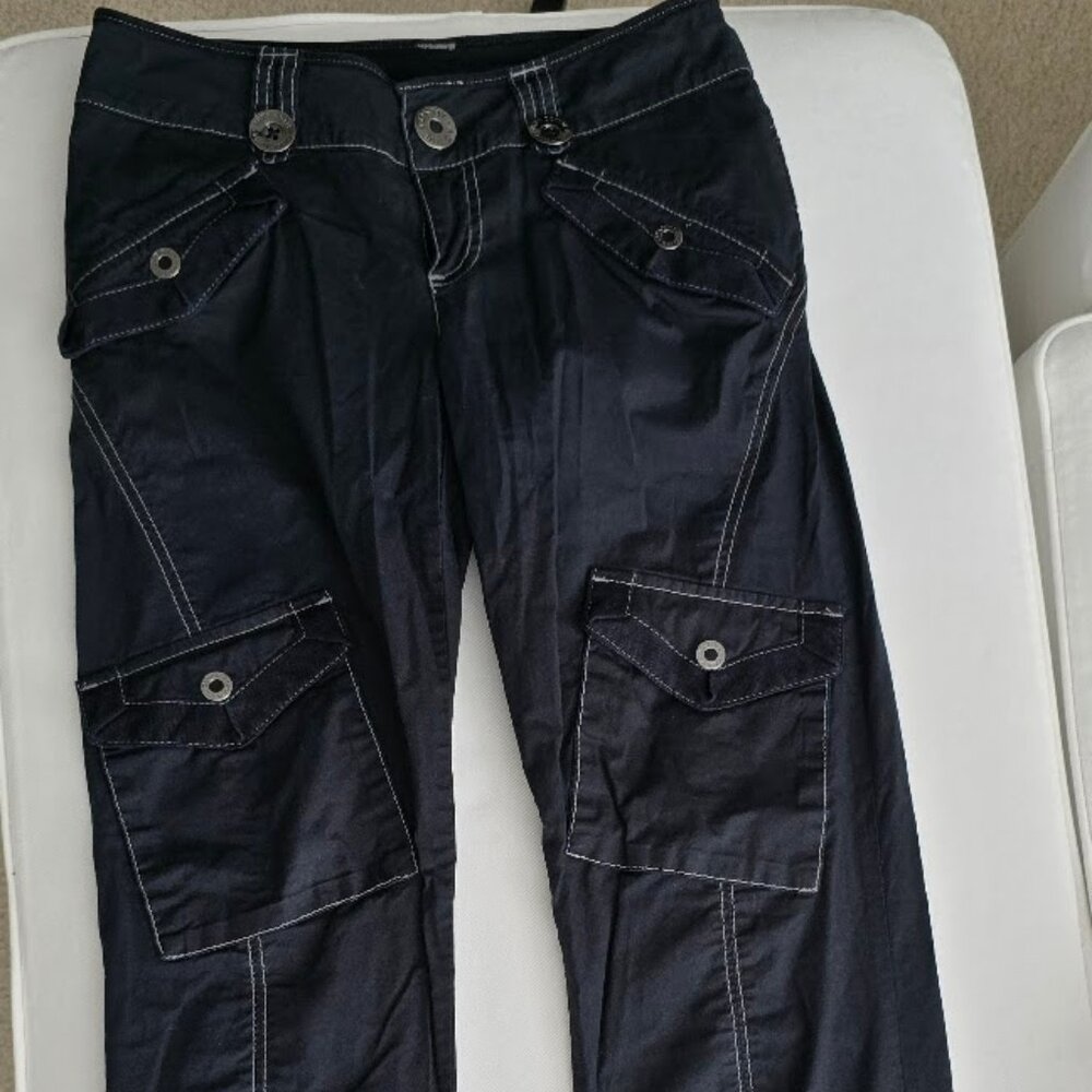 dkny ACTIVE Black Cargo Cotton Jogger Pants Size Juniors 1  EUC